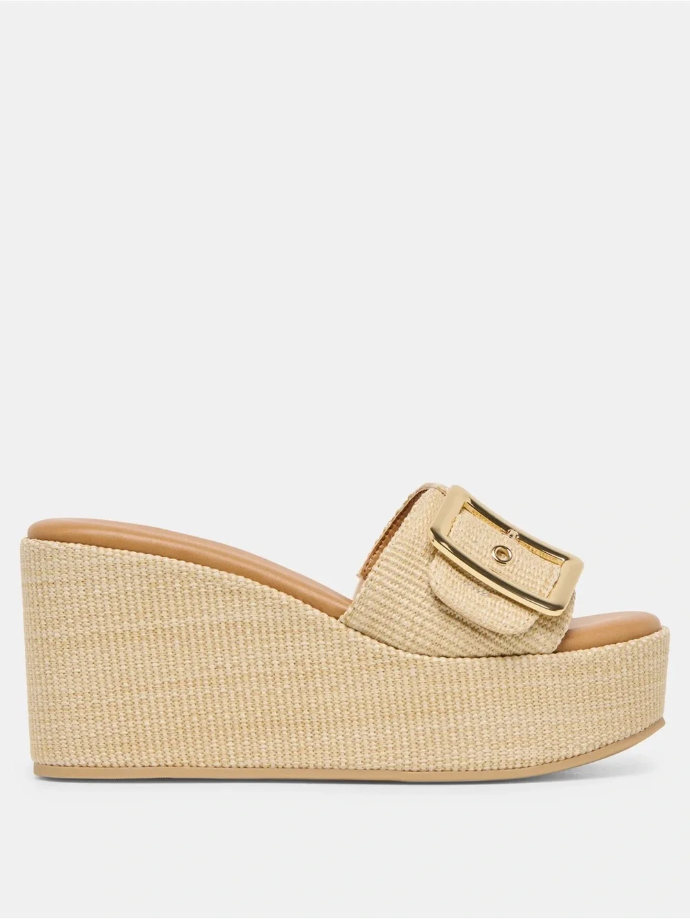 DOLCE VITA JILLIAN WEDGE SANDALS LT NATURAL RAFFIA 9